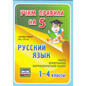 Русский язык. Глагол. Орфограммы. Морфологический разбор. 1-4 классы: Таблица-плакат