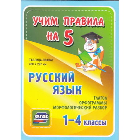 Русский язык. Глагол. Орфограммы. Морфологический разбор. 1-4 классы: Таблица-плакат